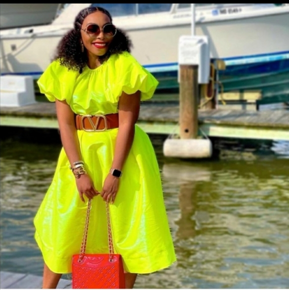 Christopher John Rodgers Iridescent Yellow Dress - Picture 5 of 16